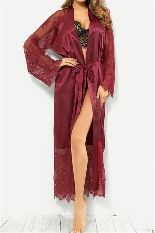 Lace belt robe