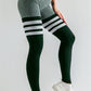 Solid color striped high waist leggings