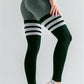 Solid color striped high waist leggings
