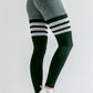 Solid color striped high waist leggings