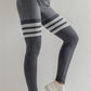 Solid color striped high waist leggings
