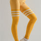Solid color striped high waist leggings
