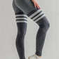 Solid color striped high waist leggings