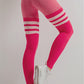 Solid color striped high waist leggings