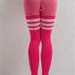 Solid color striped high waist leggings
