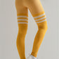 Solid color striped high waist leggings