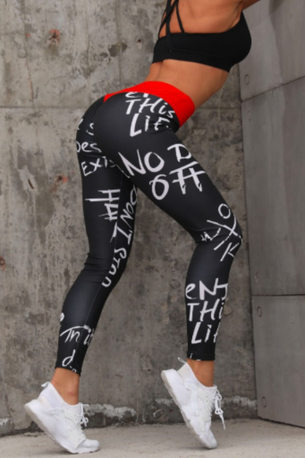 Black letter leggings