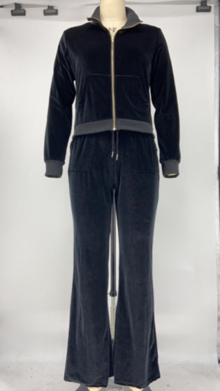 Black Velour Tracksuit